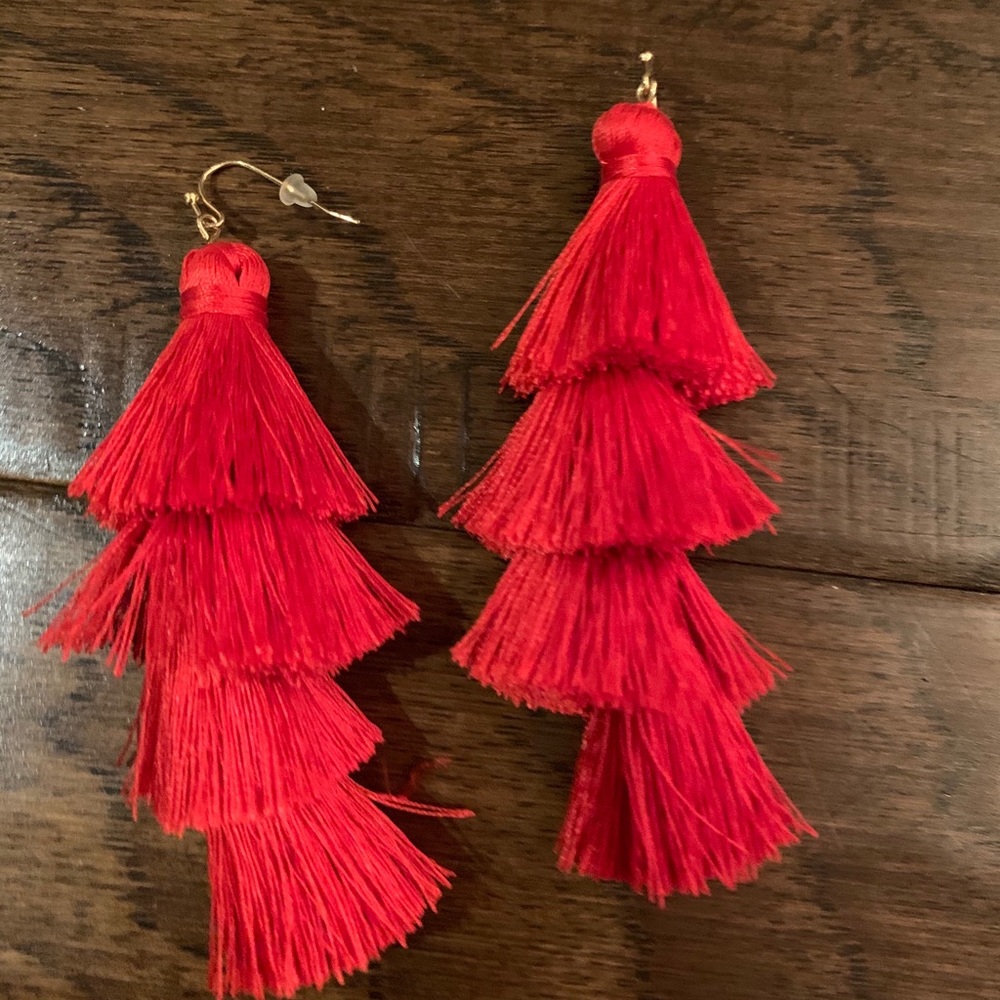 Baublebar red tassel earrings - worn once